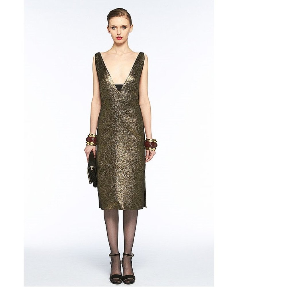 Diane von Furstenberg DVF Chastity Sparkler Runway Metallic Lamé Cocktail Dress